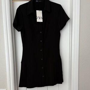 Zara Elegant Black Short Sleeve Dress